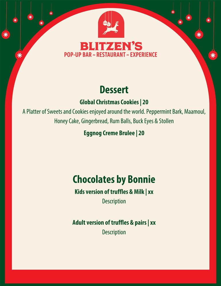 Dessert Menu